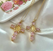 Load image into Gallery viewer, Ella Cross Necklace in Pink
