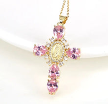 Load image into Gallery viewer, Ella Cross Necklace in Pink
