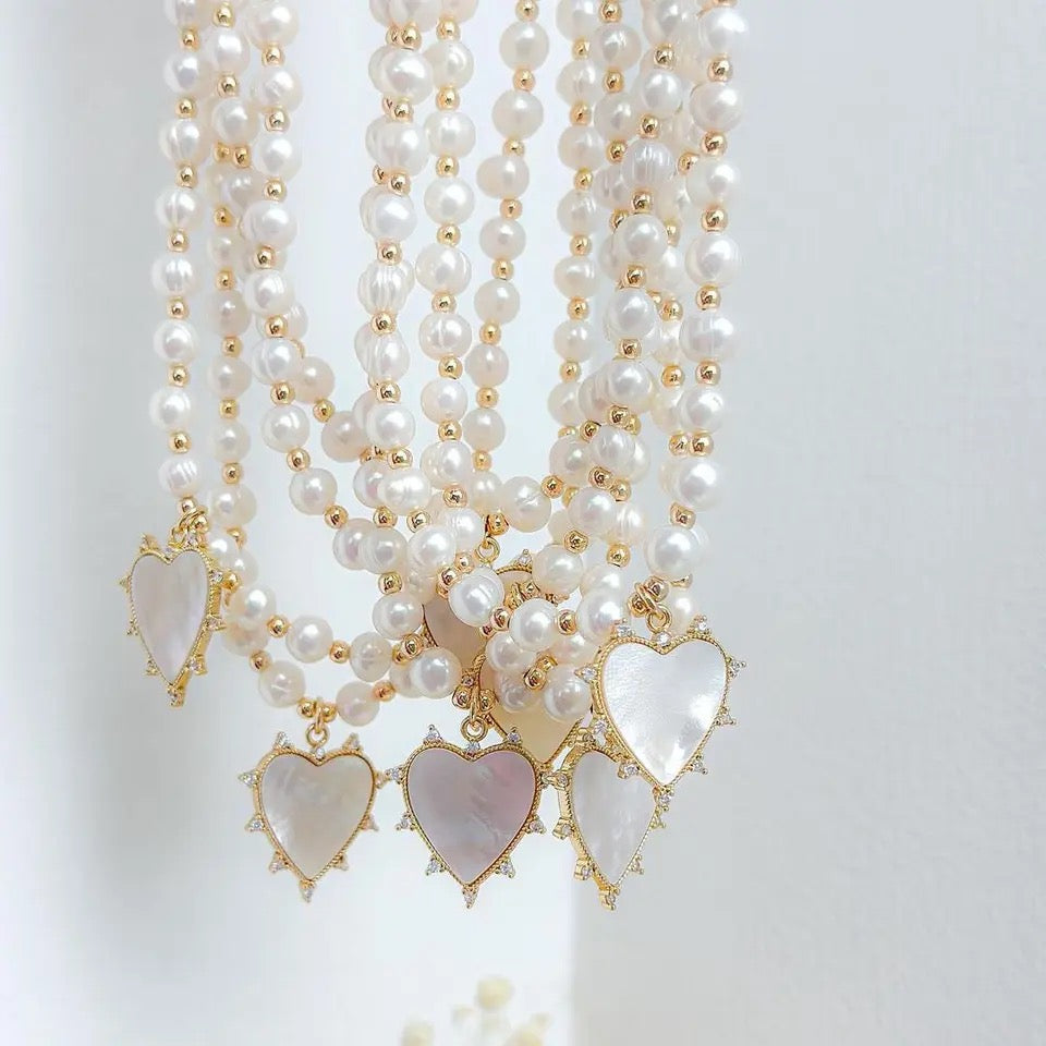 Amoureux Pearl Heart Necklace