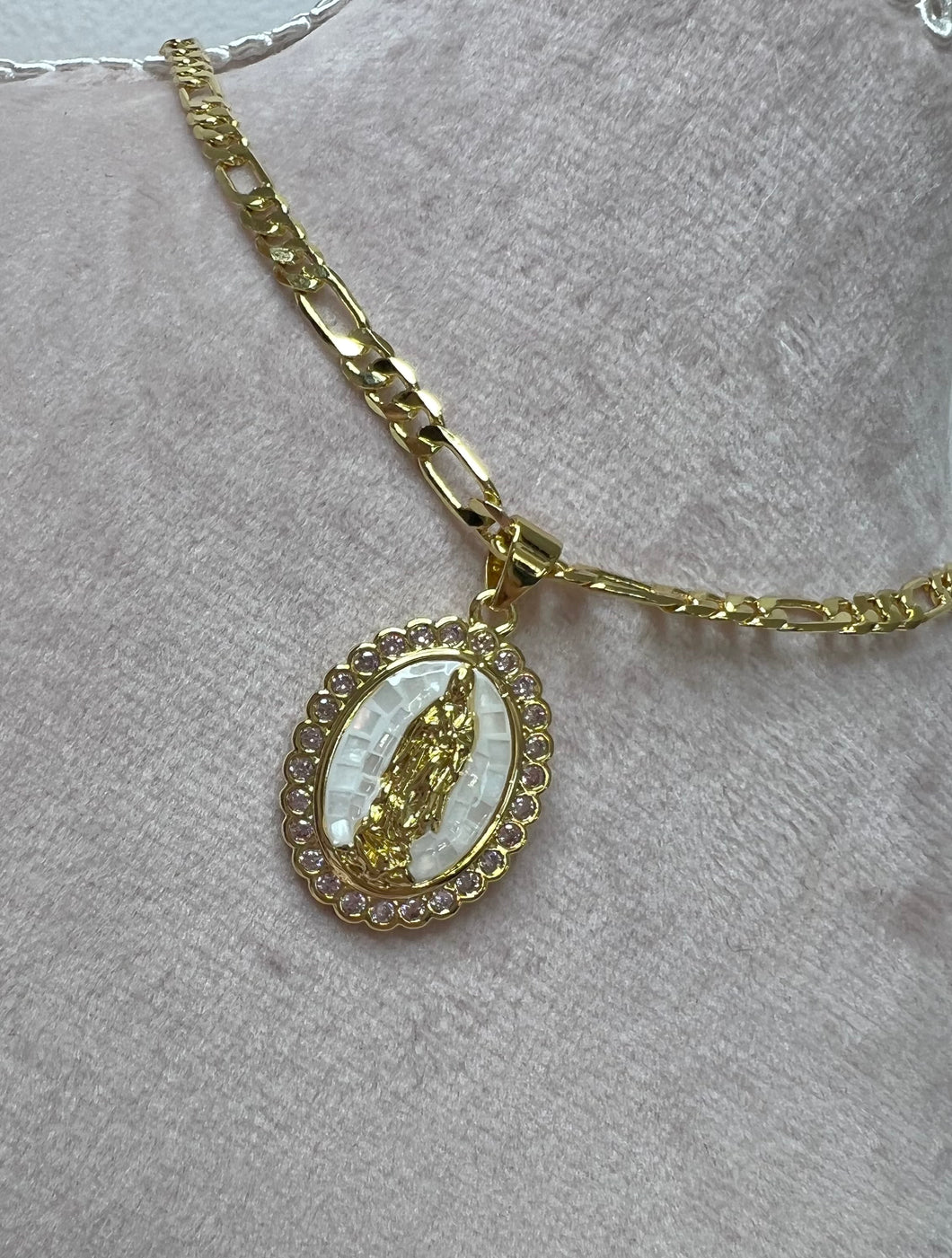 Lady of Guadalupe Necklace in White