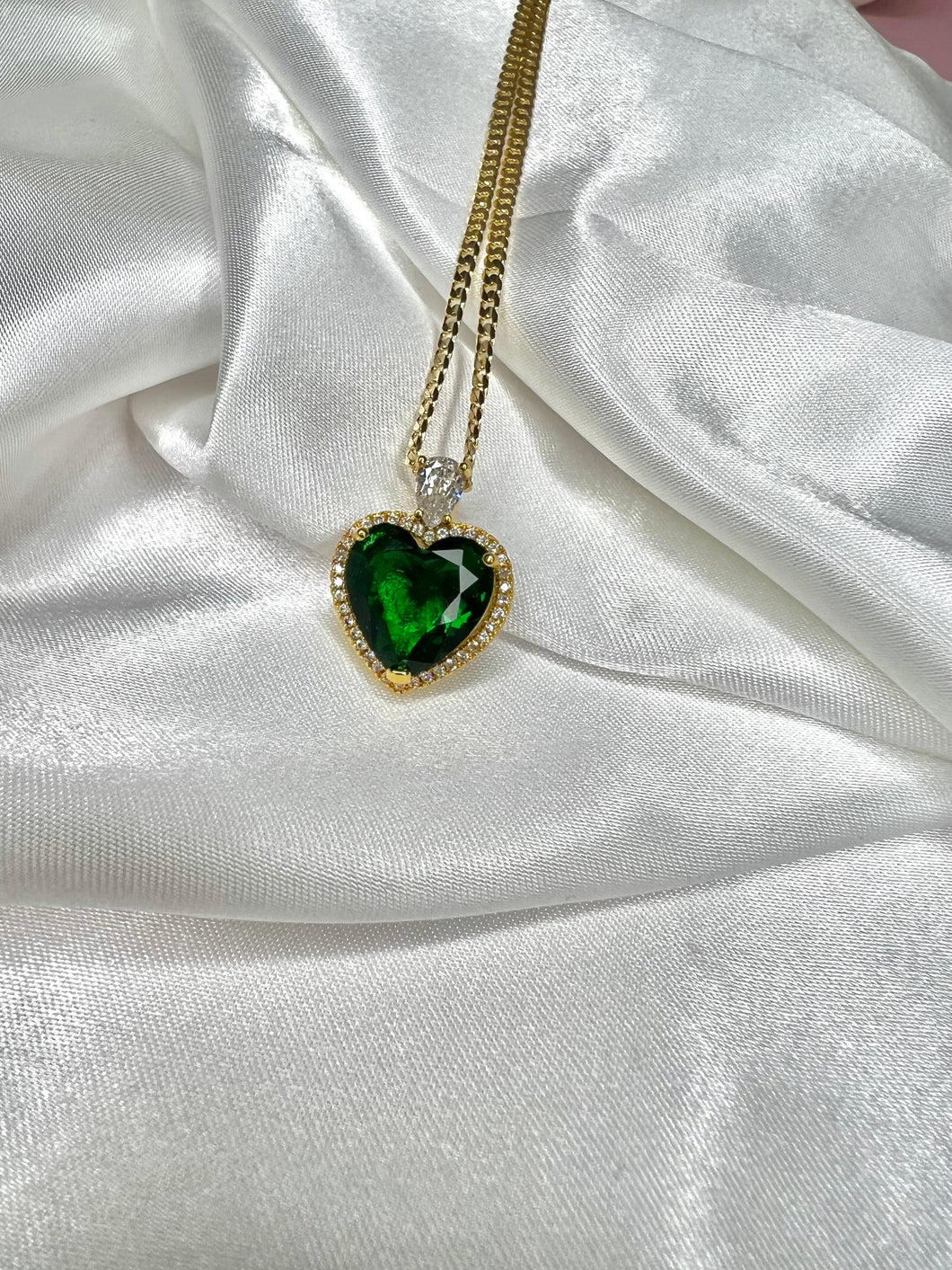 True Love Heart Pendant Necklace in Green