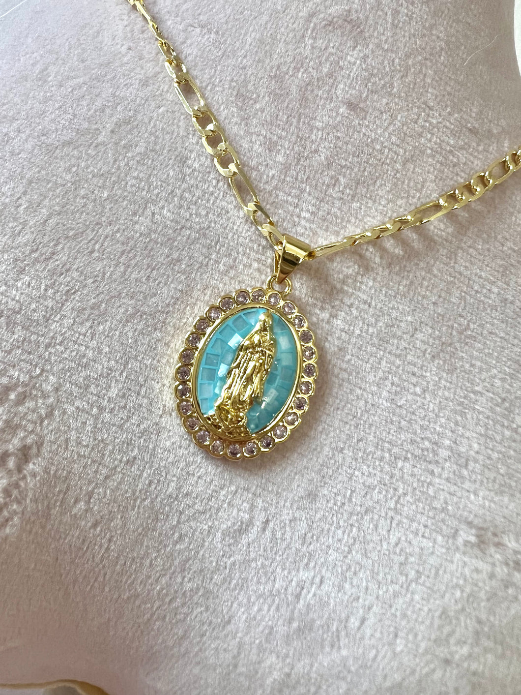 Aqua Lady of Guadalupe Necklace