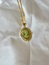 Load image into Gallery viewer, Green Vintage Cameo Charm Necklace
