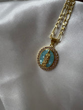 Load image into Gallery viewer, Aqua Lady of Guadalupe Necklace
