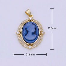 Load image into Gallery viewer, Blue Vintage Cameo Charm Necklace
