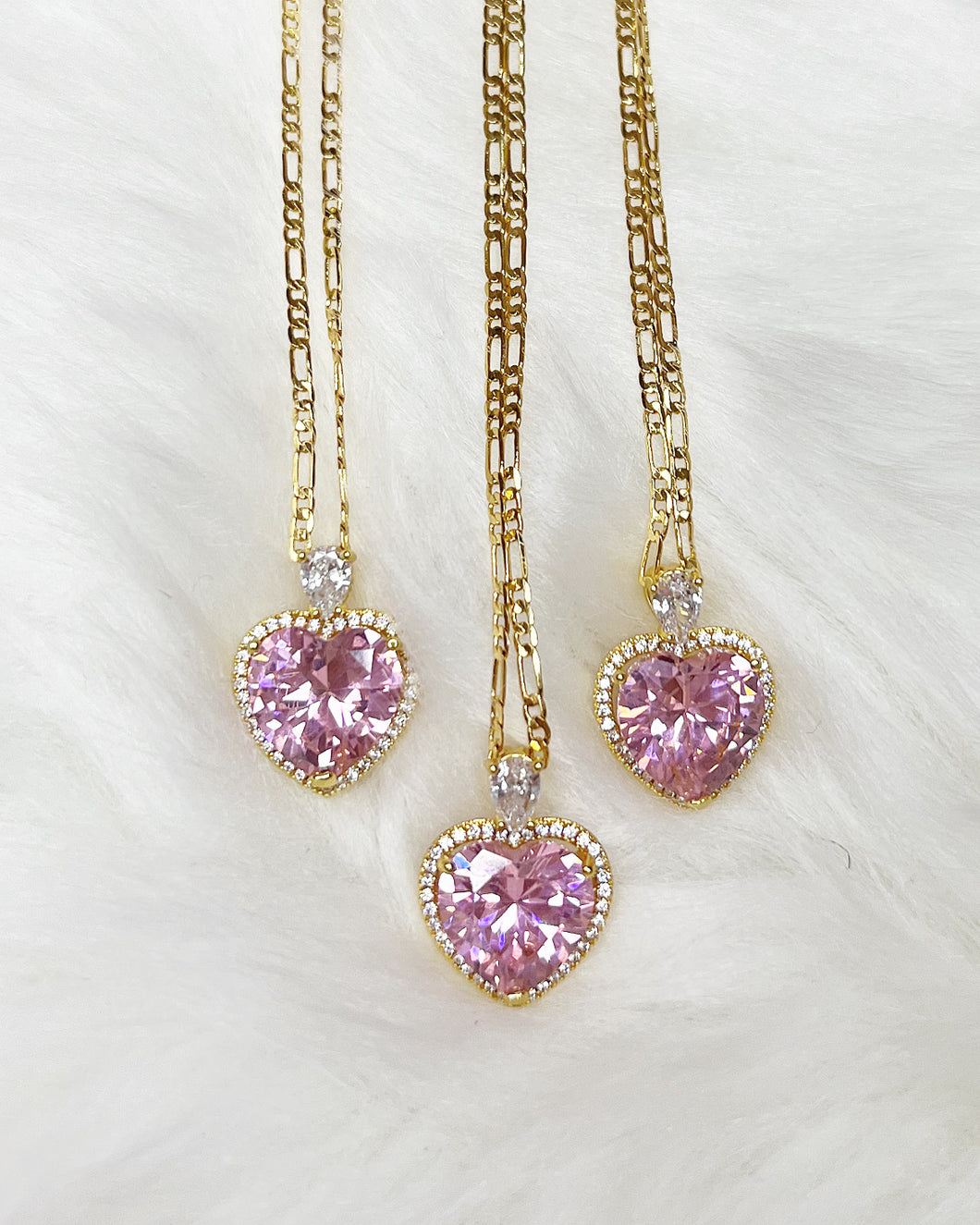 True Love Heart Pendant Necklace in Pink
