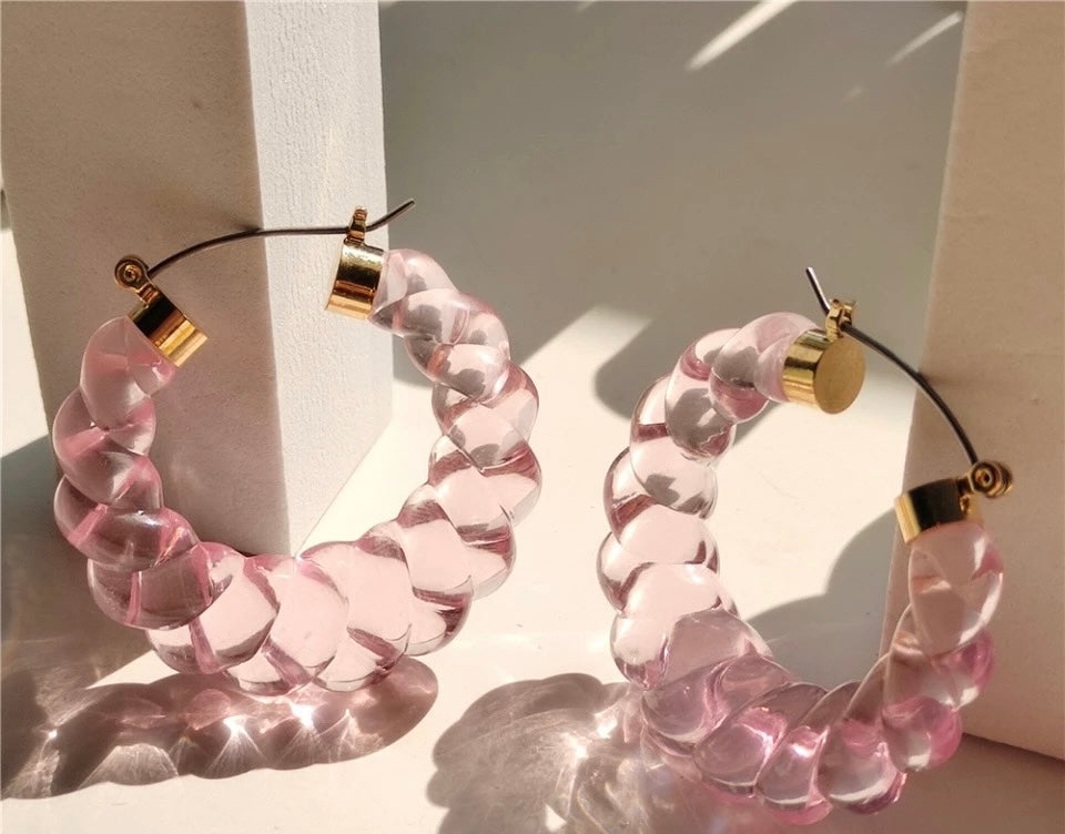 Nicki Earrings in Transparent Pink