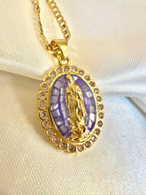 Load image into Gallery viewer, Purple Lady of Guadalupe Necklace
