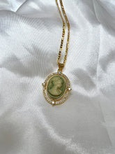 Load image into Gallery viewer, Green Vintage Cameo Charm Necklace
