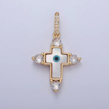 Load image into Gallery viewer, Eye of Pearl Cross Necklace

