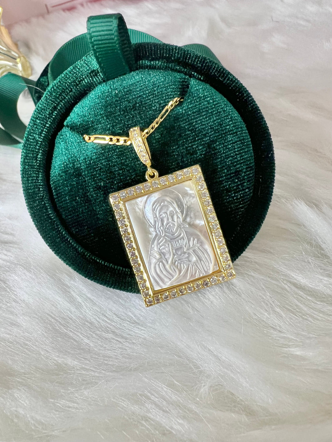Jesus Pearl Charm Necklace